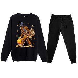 Bigfoot Pilgrim Turkey Pumpkin Thanksgiving Day Funny Premium Crewneck Sweatsuit Set