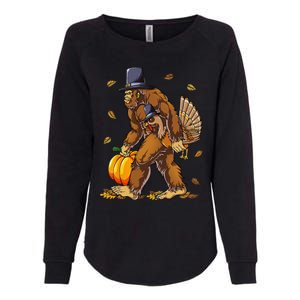 Bigfoot Pilgrim Turkey Pumpkin Thanksgiving Day Funny Womens California Wash Sweatshirt