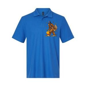 Bigfoot Pilgrim Turkey Pumpkin Thanksgiving Day Funny Softstyle Adult Sport Polo