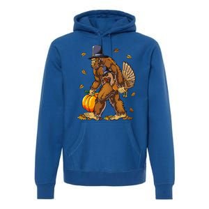 Bigfoot Pilgrim Turkey Pumpkin Thanksgiving Day Funny Premium Hoodie