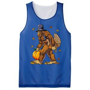 Bigfoot Pilgrim Turkey Pumpkin Thanksgiving Day Funny Mesh Reversible Basketball Jersey Tank