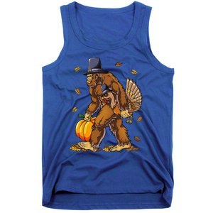 Bigfoot Pilgrim Turkey Pumpkin Thanksgiving Day Funny Tank Top