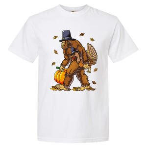 Bigfoot Pilgrim Turkey Pumpkin Thanksgiving Day Funny Garment-Dyed Heavyweight T-Shirt