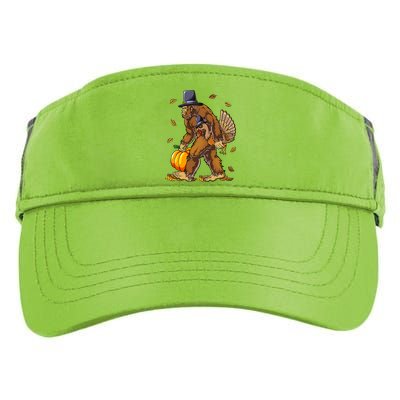 Bigfoot Pilgrim Turkey Pumpkin Thanksgiving Day Adult Drive Performance Visor