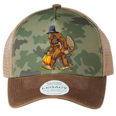 Bigfoot Pilgrim Turkey Pumpkin Thanksgiving Day Legacy Tie Dye Trucker Hat