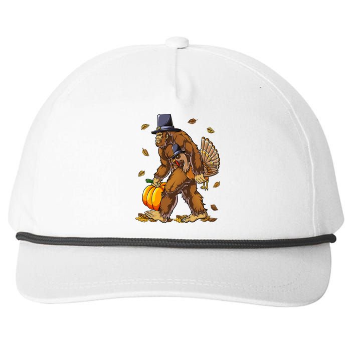 Bigfoot Pilgrim Turkey Pumpkin Thanksgiving Day Snapback Five-Panel Rope Hat