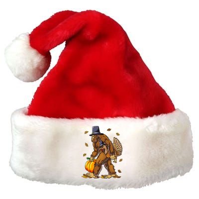 Bigfoot Pilgrim Turkey Pumpkin Thanksgiving Day Premium Christmas Santa Hat