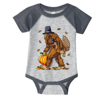 Bigfoot Pilgrim Turkey Pumpkin Thanksgiving Day Infant Baby Jersey Bodysuit