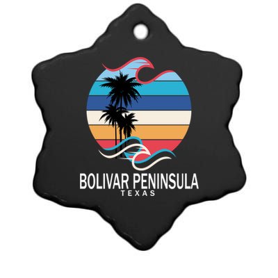 Bolivar Peninsula Texas Beach Surfing Gift Ceramic Star Ornament