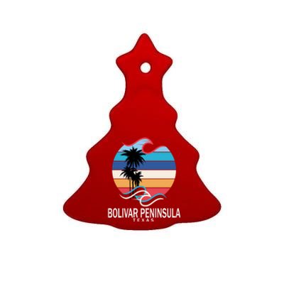 Bolivar Peninsula Texas Beach Surfing Gift Ceramic Tree Ornament