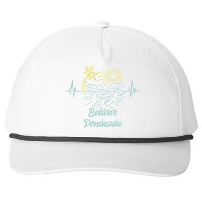 Bolivar Peninsula Texas Heartbeat Surfing Surfer Funny Gift Snapback Five-Panel Rope Hat