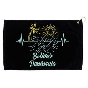 Bolivar Peninsula Texas Heartbeat Surfing Surfer Funny Gift Grommeted Golf Towel