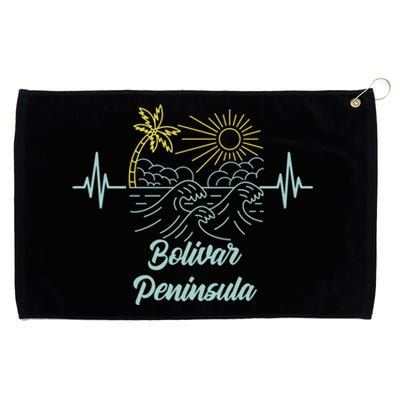 Bolivar Peninsula Texas Heartbeat Surfing Surfer Funny Gift Grommeted Golf Towel