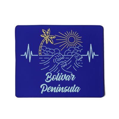 Bolivar Peninsula Texas Heartbeat Surfing Surfer Funny Gift Mousepad