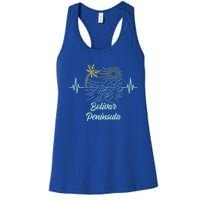 Bolivar Peninsula Texas Heartbeat Surfing Surfer Funny Gift Women's Racerback Tank