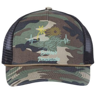 Bolivar Peninsula Texas Heartbeat Surfing Surfer Funny Gift Retro Rope Trucker Hat Cap