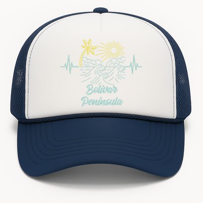 Bolivar Peninsula Texas Heartbeat Surfing Surfer Funny Gift Trucker Hat