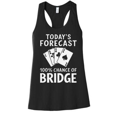 Bridge Player TodayS Forecast 100 Chance Of Bridge Women's Racerback Tank