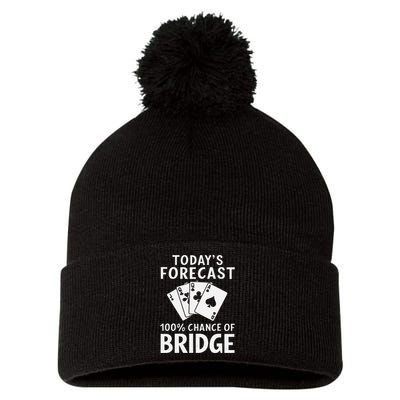 Bridge Player TodayS Forecast 100 Chance Of Bridge Pom Pom 12in Knit Beanie