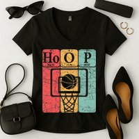 Basketball Periodic Table Elements Science Nerd Basketballer Women's V-Neck T-Shirt