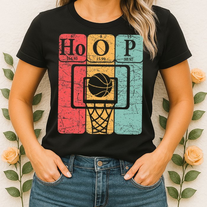 Basketball Periodic Table Elements Science Nerd Basketballer Womens T-Shirt