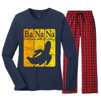 Banana Periodic Table Elements Banana Lover Fruit Nerd Women's Long Sleeve Flannel Pajama Set 