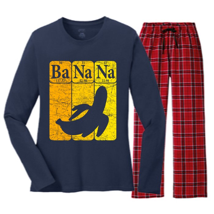 Banana Periodic Table Elements Banana Lover Fruit Nerd Women's Long Sleeve Flannel Pajama Set 