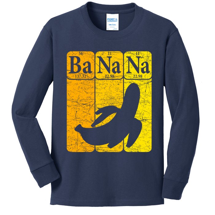 Banana Periodic Table Elements Banana Lover Fruit Nerd Kids Long Sleeve Shirt