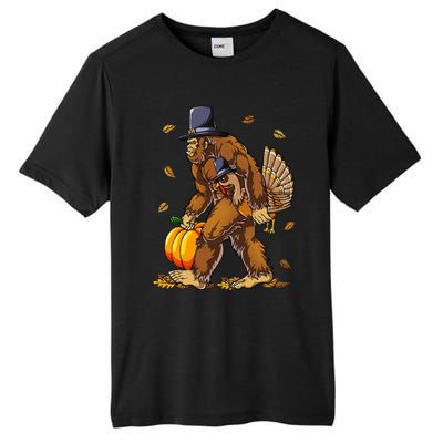 Bigfoot Pilgrim Turkey Pumpkin Thanksgiving Day Tall Fusion ChromaSoft Performance T-Shirt