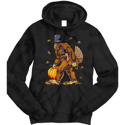 Bigfoot Pilgrim Turkey Pumpkin Thanksgiving Day Tie Dye Hoodie