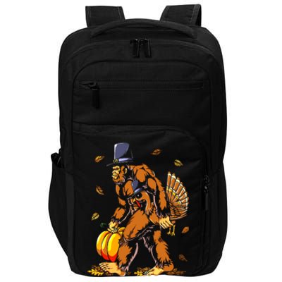 Bigfoot Pilgrim Turkey Pumpkin Thanksgiving Day Boys Impact Tech Backpack