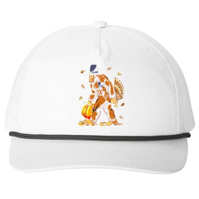 Bigfoot Pilgrim Turkey Pumpkin Thanksgiving Day Boys Snapback Five-Panel Rope Hat