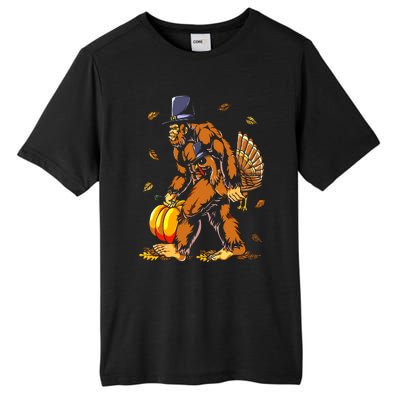 Bigfoot Pilgrim Turkey Pumpkin Thanksgiving Day Boys Tall Fusion ChromaSoft Performance T-Shirt