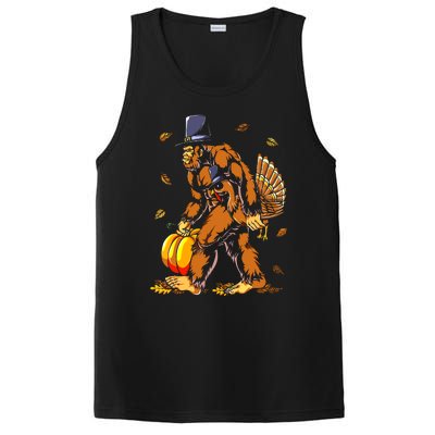 Bigfoot Pilgrim Turkey Pumpkin Thanksgiving Day Boys PosiCharge Competitor Tank