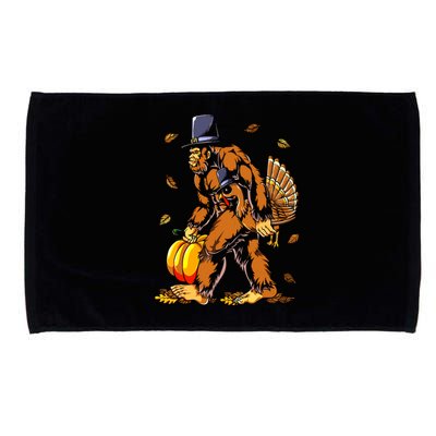 Bigfoot Pilgrim Turkey Pumpkin Thanksgiving Day Boys Microfiber Hand Towel