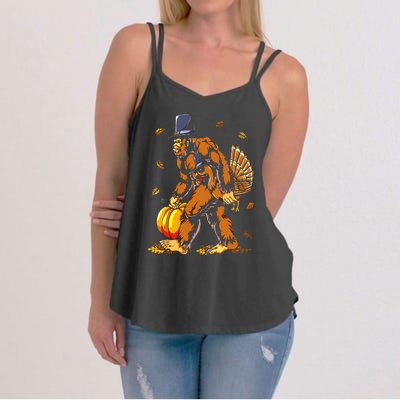 Bigfoot Pilgrim Turkey Pumpkin Thanksgiving Day Boys Women's Strappy Tank