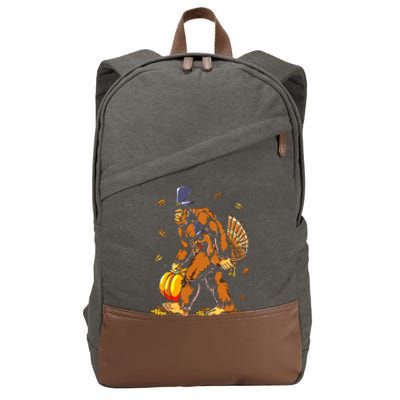 Bigfoot Pilgrim Turkey Pumpkin Thanksgiving Day Boys Cotton Canvas Backpack