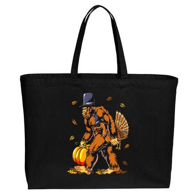 Bigfoot Pilgrim Turkey Pumpkin Thanksgiving Day Boys Cotton Canvas Jumbo Tote