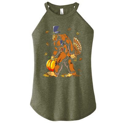 Bigfoot Pilgrim Turkey Pumpkin Thanksgiving Day Boys Women's Perfect Tri Rocker Tank