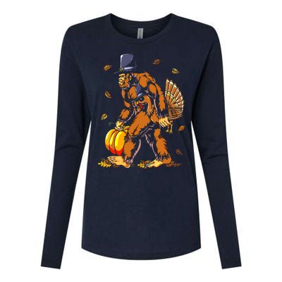 Bigfoot Pilgrim Turkey Pumpkin Thanksgiving Day Boys Womens Cotton Relaxed Long Sleeve T-Shirt