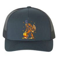 Bigfoot Pilgrim Turkey Pumpkin Thanksgiving Day Boys Yupoong Adult 5-Panel Trucker Hat