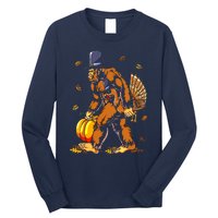 Bigfoot Pilgrim Turkey Pumpkin Thanksgiving Day Boys Long Sleeve Shirt