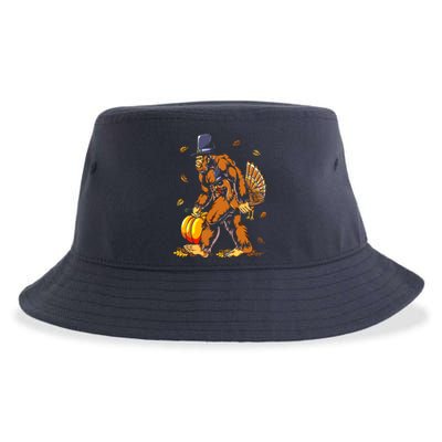 Bigfoot Pilgrim Turkey Pumpkin Thanksgiving Day Boys Sustainable Bucket Hat