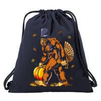 Bigfoot Pilgrim Turkey Pumpkin Thanksgiving Day Boys Drawstring Bag