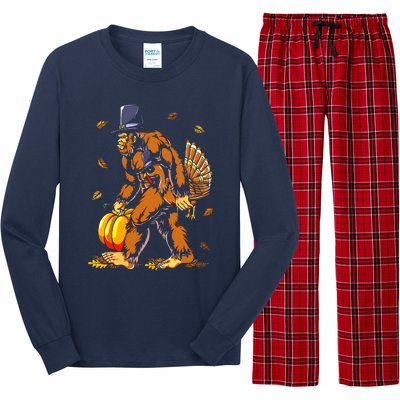 Bigfoot Pilgrim Turkey Pumpkin Thanksgiving Day Boys Long Sleeve Pajama Set