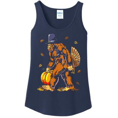 Bigfoot Pilgrim Turkey Pumpkin Thanksgiving Day Boys Ladies Essential Tank