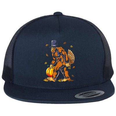 Bigfoot Pilgrim Turkey Pumpkin Thanksgiving Day Boys Flat Bill Trucker Hat