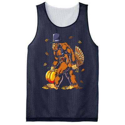 Bigfoot Pilgrim Turkey Pumpkin Thanksgiving Day Boys Mesh Reversible Basketball Jersey Tank