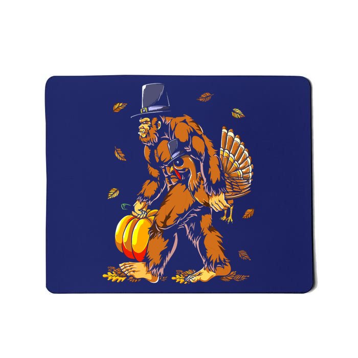 Bigfoot Pilgrim Turkey Pumpkin Thanksgiving Day Boys Mousepad