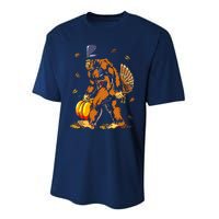 Bigfoot Pilgrim Turkey Pumpkin Thanksgiving Day Boys Performance Sprint T-Shirt